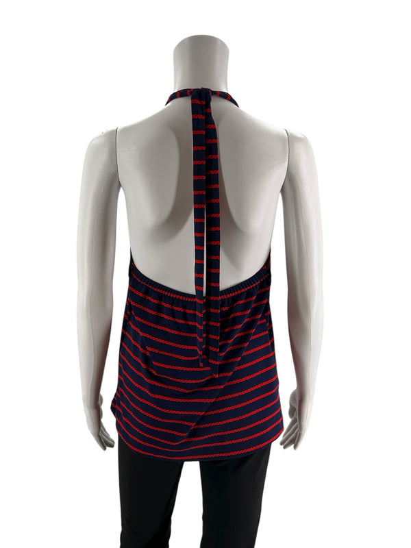 Ann Taylor Navy/Red Rope Pre-Owned Ladies Top - Size Medium