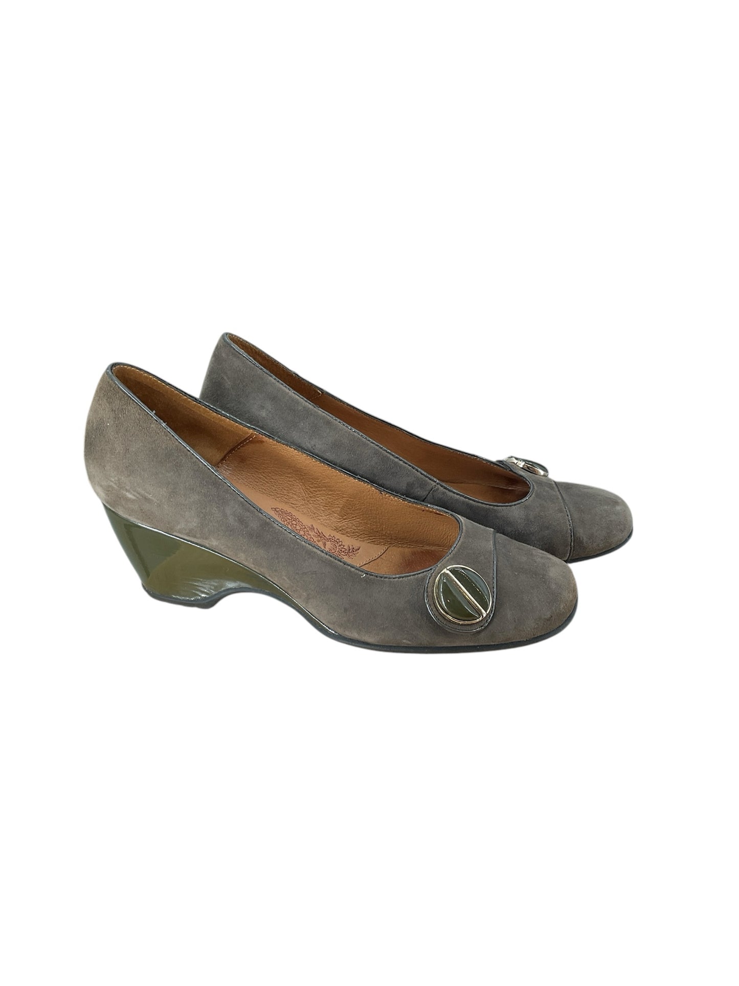 Sofft Olive Suede Wedges Size 8.5 - side view