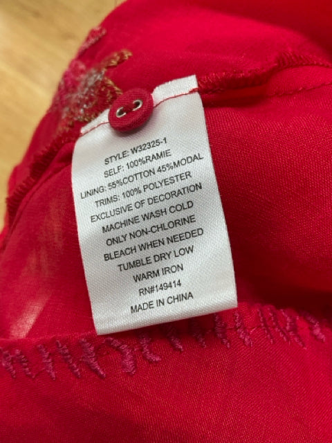 Johnny Was Red Embroidered Pre-Owned Ladies Dress - Size XS