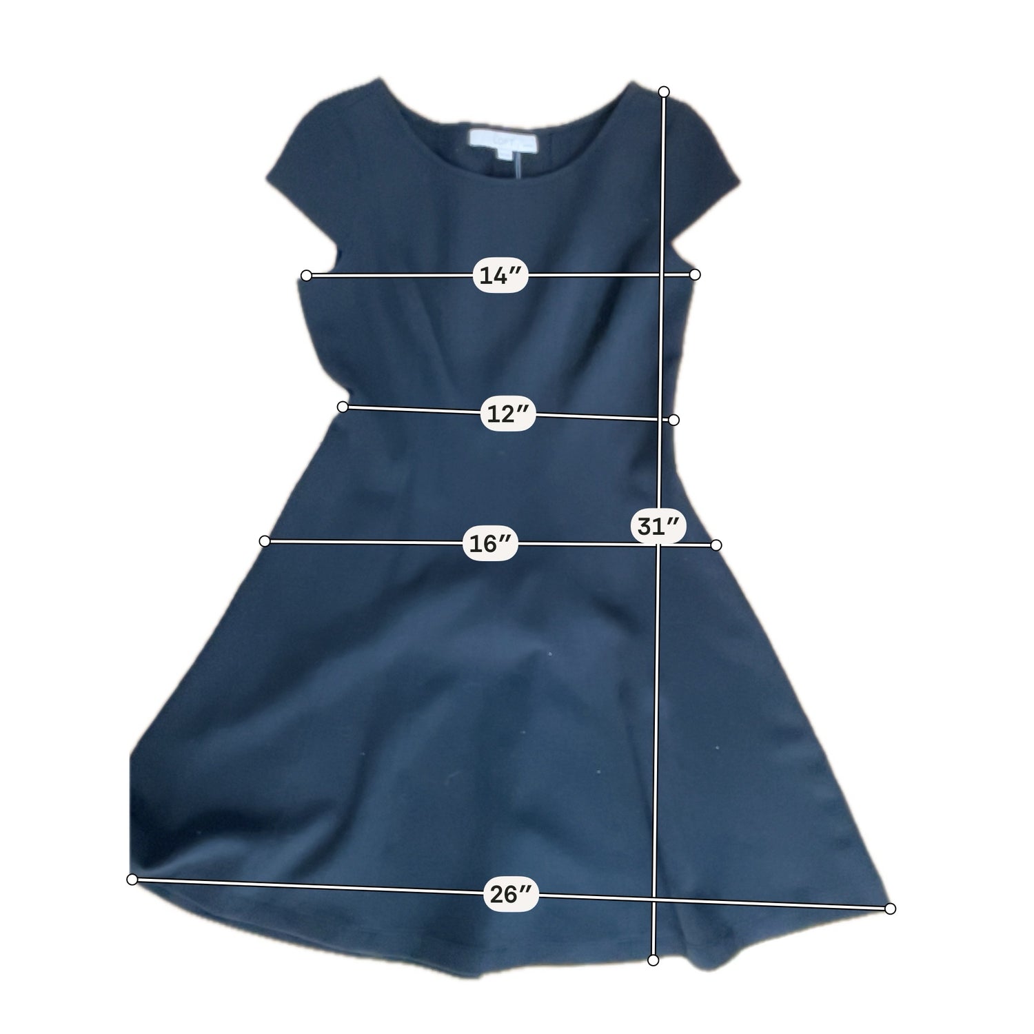 Ann Taylor LOFT Petites Black Cap Sleeve A-Line Dress | Size 2P