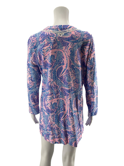 Lilly Pulitzer Nevie Top in Bennet Blue Get Trunky Print Size Large