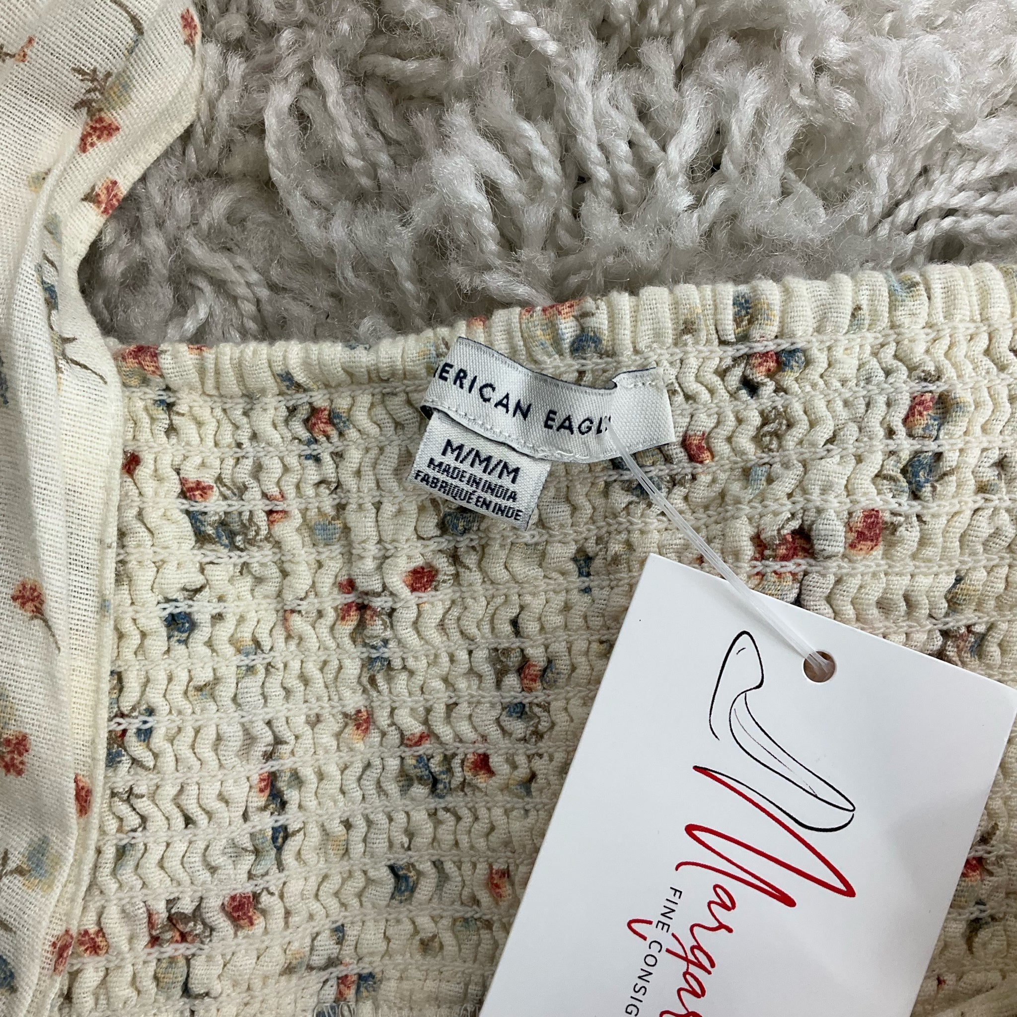 American Eagle Cream/Multi Floral Dress - Size Mediium