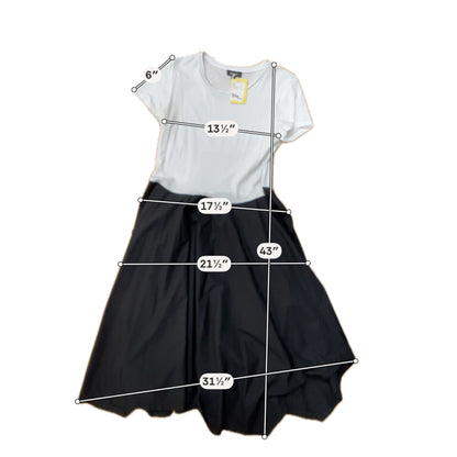 DKNY Colorblock Tie-Waist Midi Dress White Black Asymmetrical Hem Size Small - ONLINE ONLY