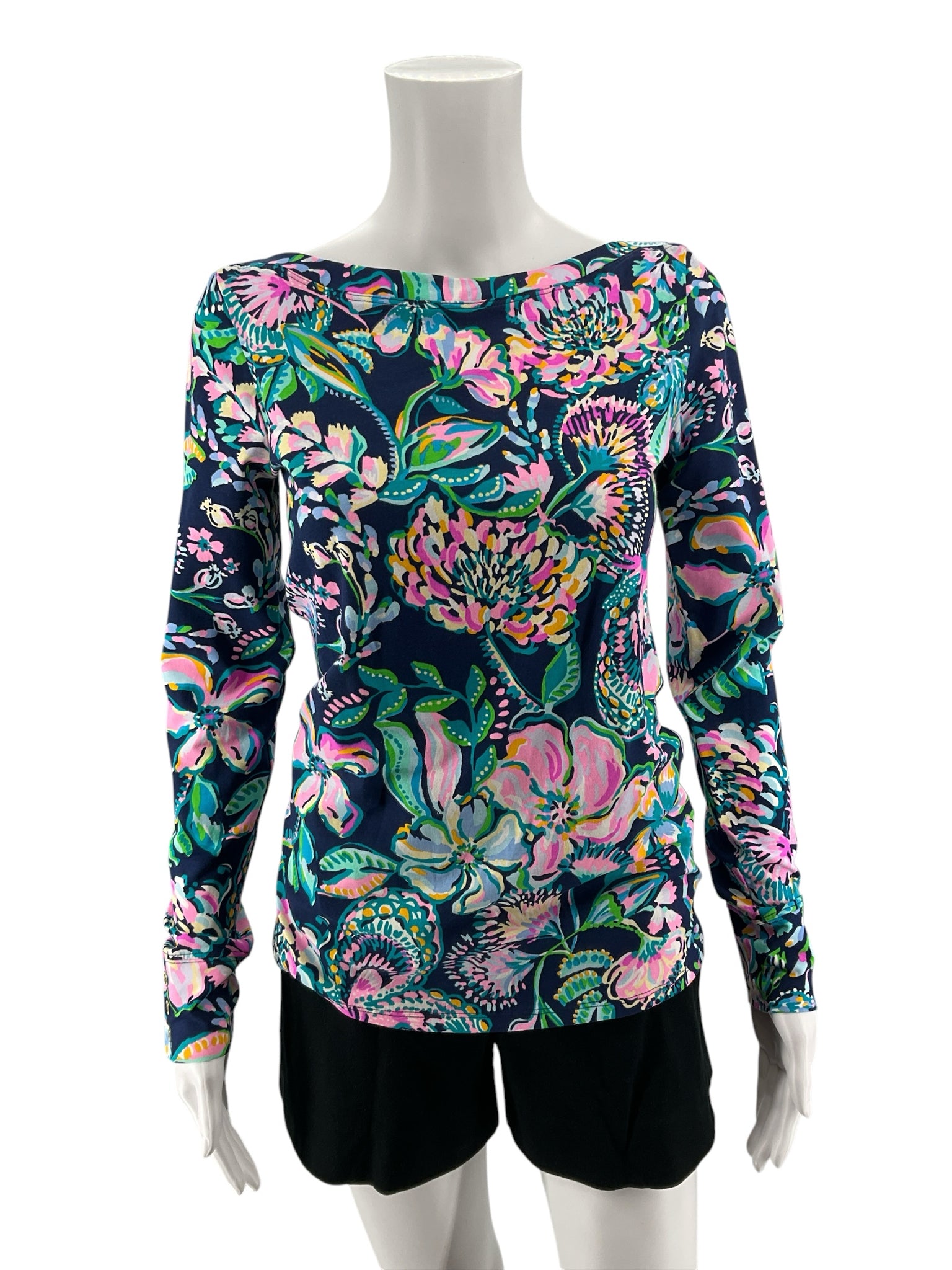 Lilly Pulitzer Nevie Off-Shoulder Top Multi Casa Del Sol Floral S - Downstairs