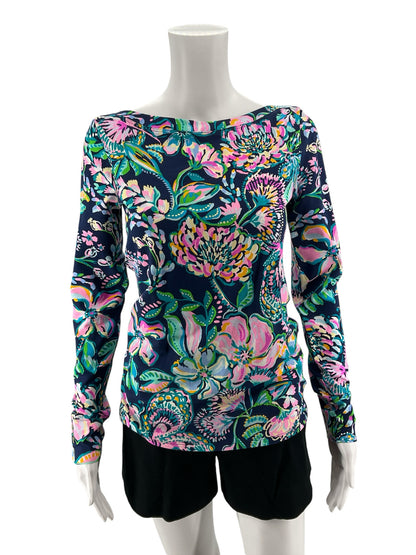 Lilly Pulitzer Nevie Off-Shoulder Top Multi Casa Del Sol Floral S - Downstairs