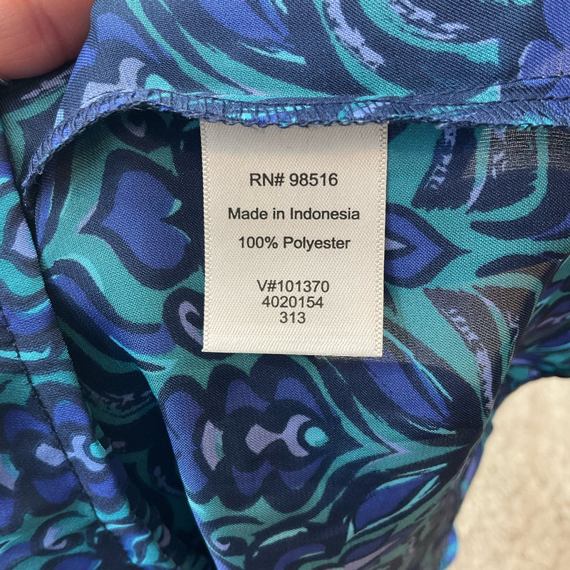 Coldwater Creek Blue/Green Print Pre-Owned Ladies Top - Size Large - Margaret’s Fine Consignment