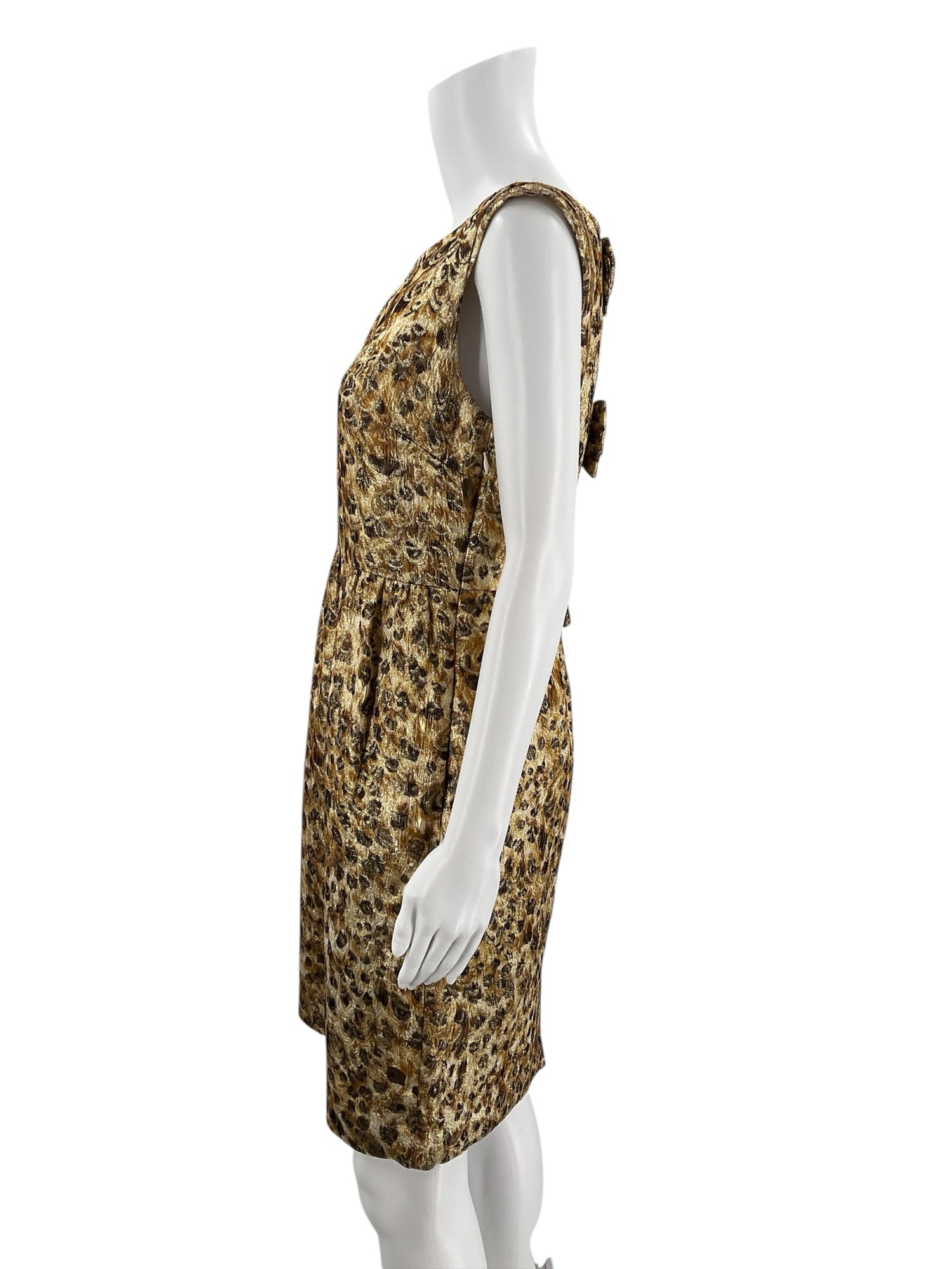 J. Crew Collection Metallic Leopard Jacquard Bow Back Dress Size 4