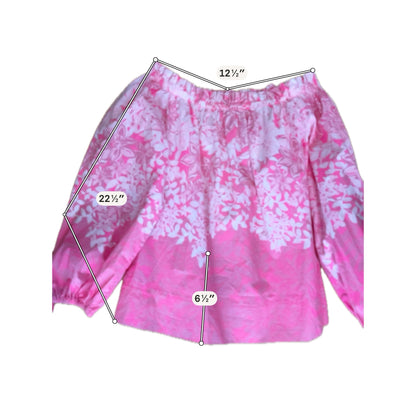 Lilly Pulitzer Size S pink/white Floral Pre-Owned Ladies Casual Top - Downstairs