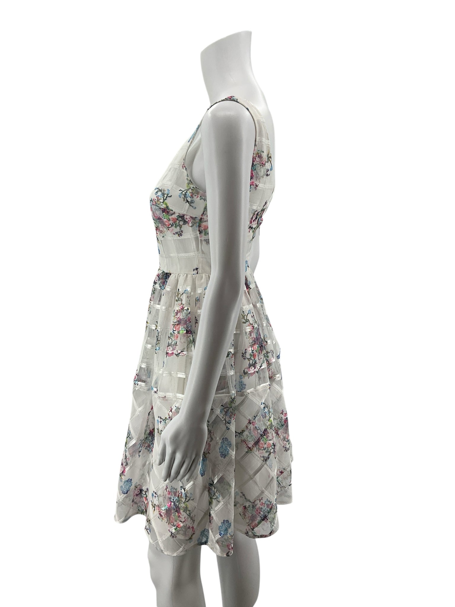 Maeve by Anthropologie Taffina Floral Grid Overlay Dress Size 0
