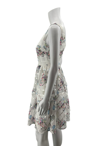 Maeve by Anthropologie Taffina Floral Grid Overlay Dress Size 0