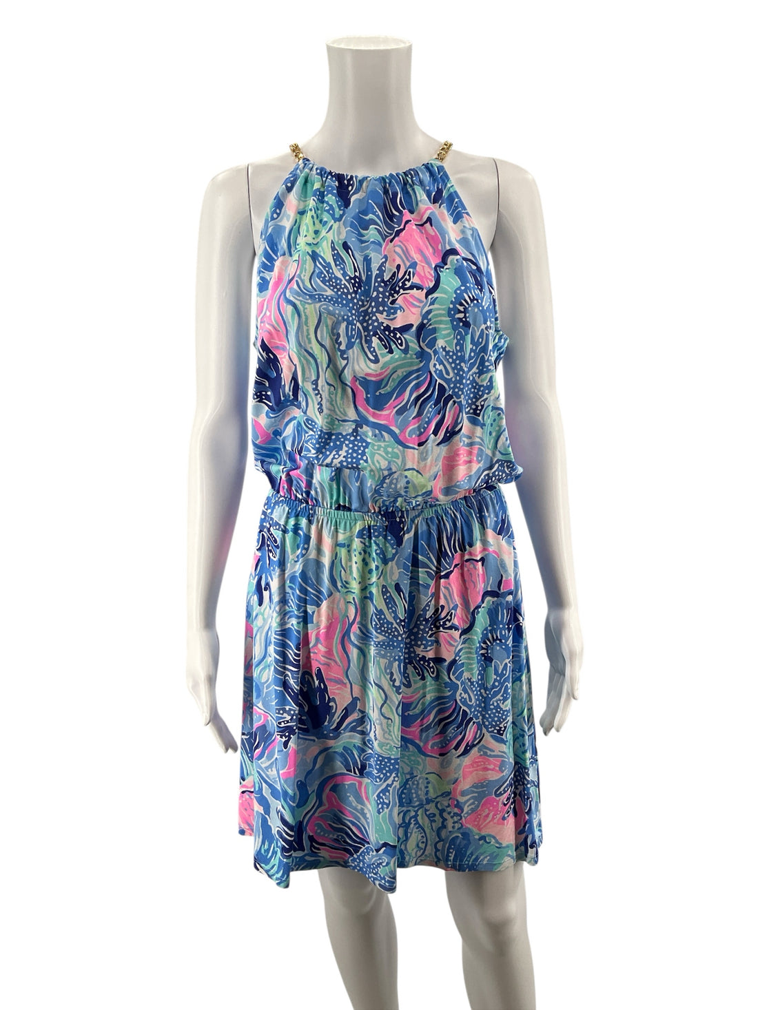 Lilly Pulitzer Blue/pink Floral Pre-Owned Ladies New With Tags Dress - Size Medium