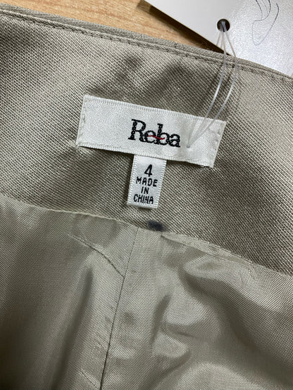Reba Champagne Silk Wool Wide Leg Dress Pants - Size 4 - ONLINE ONLY