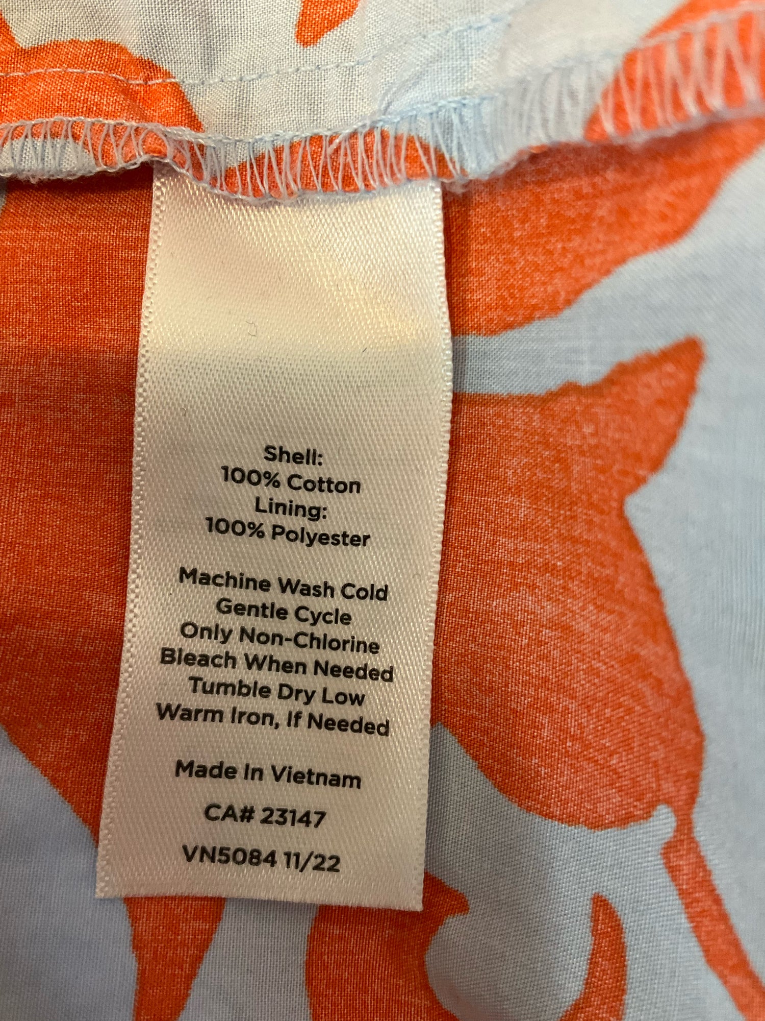Talbots Floral Scroll Tiered Popover Dress Blue Orange Size 14