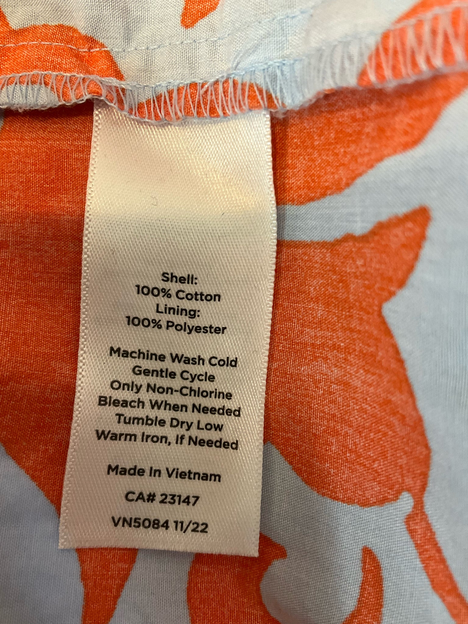 Talbots Floral Scroll Tiered Popover Dress Blue Orange Size 14