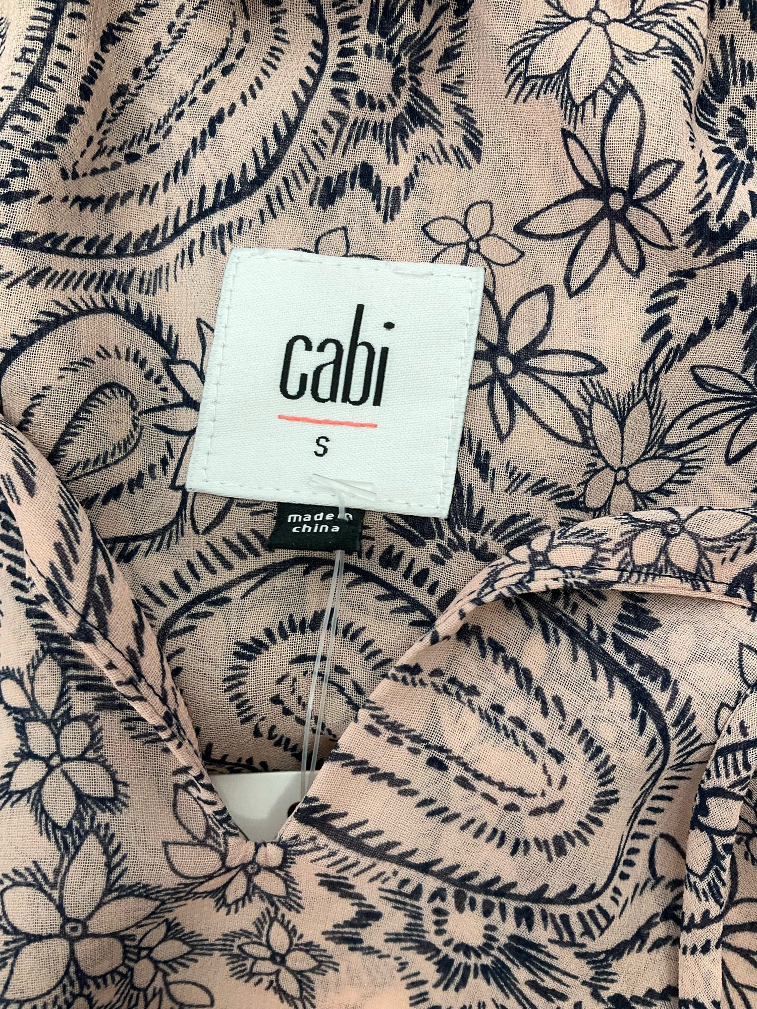 cabi Pink/Navy/Tan Dress Siren Floral Racerback Blouson Dress Pink Navy Size Small - Size S