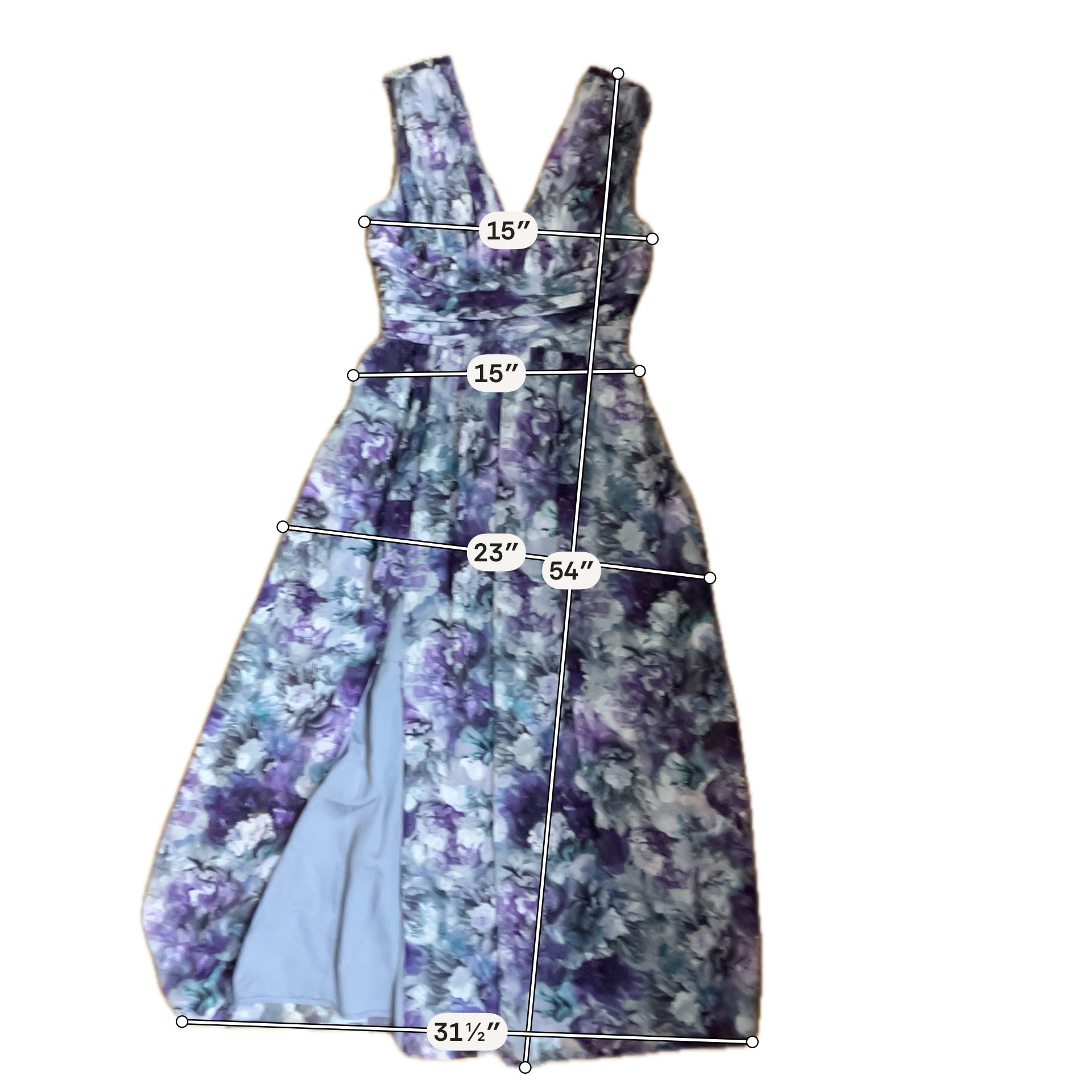 Dress the Population Purple/Teal Maxi Emery Floral Burnout Velvet Maxi Gown Size M - Size M