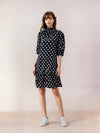 Tyler Boe Size XS Navy/White Polka Dot Consignment Ladies Dress