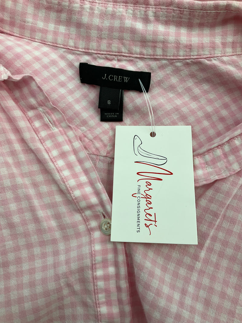 J Crew Pink/White Checkered Pre-Owned Ladies Top - Size 6