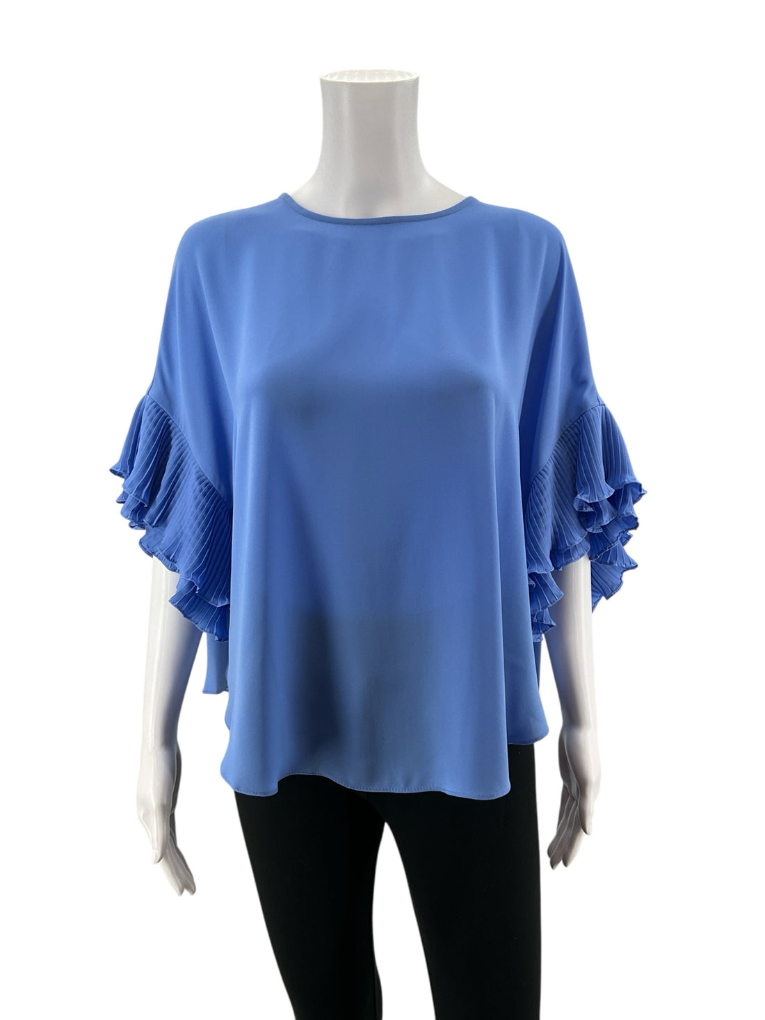 Joseph Ribkoff Periwinkle Blue Tiered Flutter Sleeve Blouse Size 8