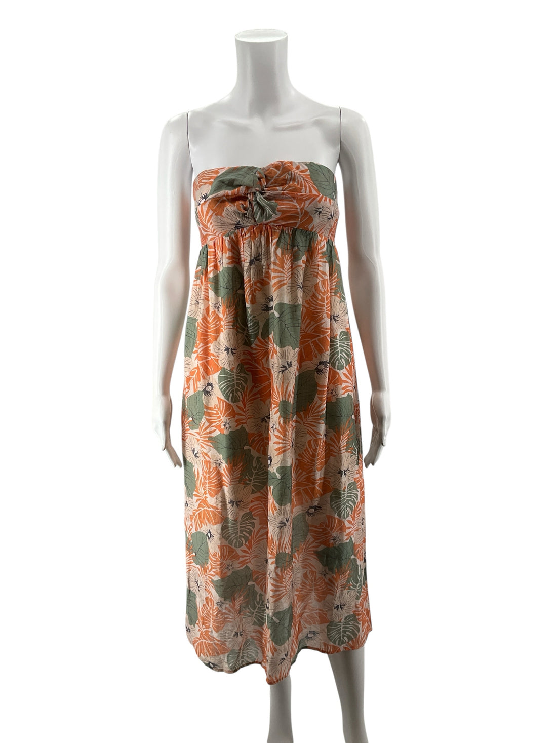 LUSH Strapless Tropical Floral Knot Front Sundress XS