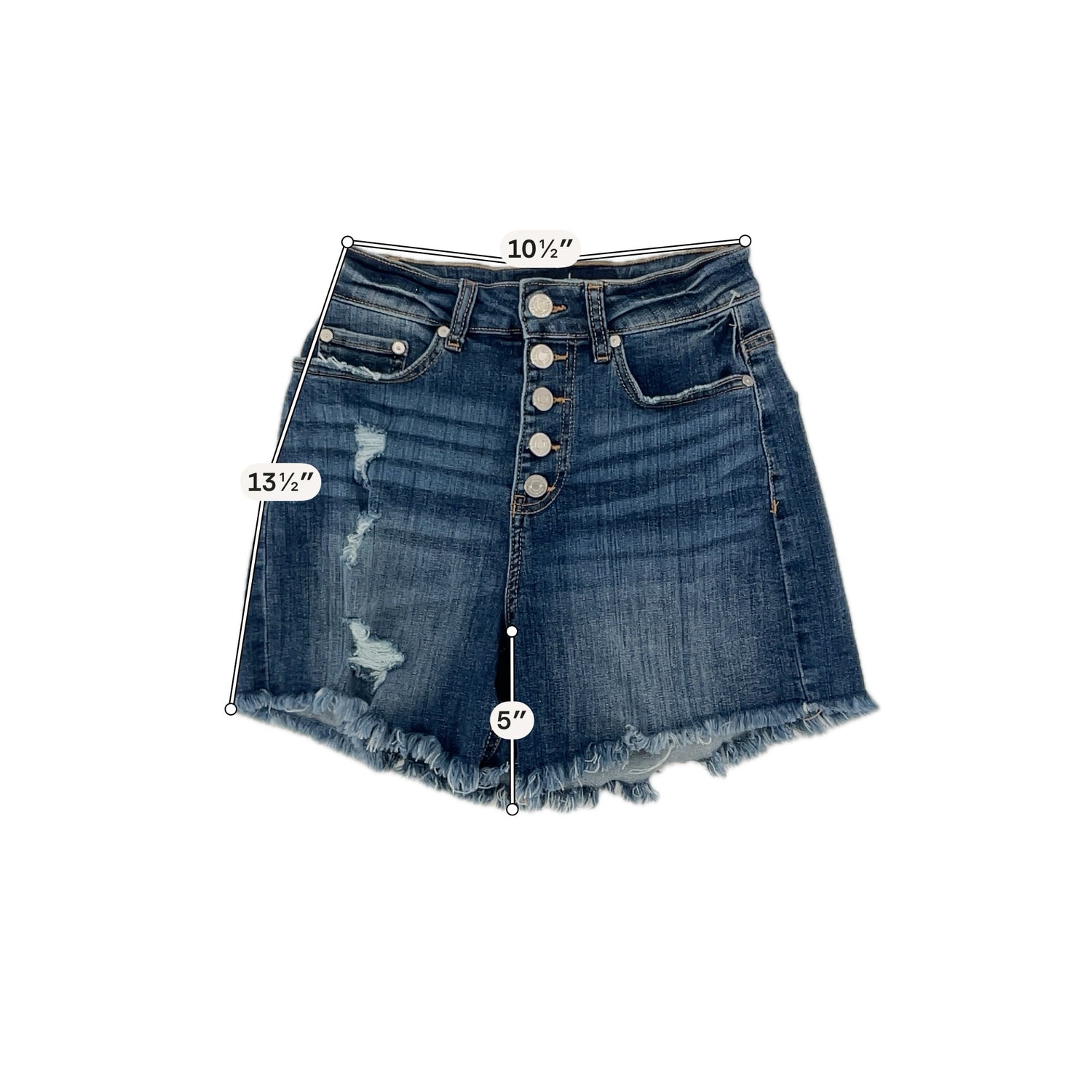 Indigo Rein Blue Shorts Low Rise Button Fly Distressed Denim Shorts Y2K Style Size 1 - Size 1