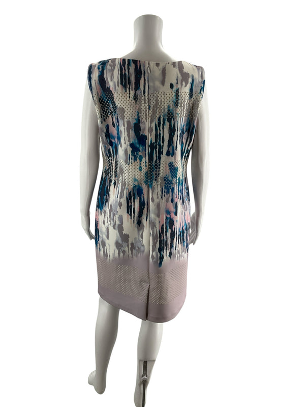 Antonio Melan White/Blue/Gray/Pink Pre-Owned Ladies Dress -i Size 12