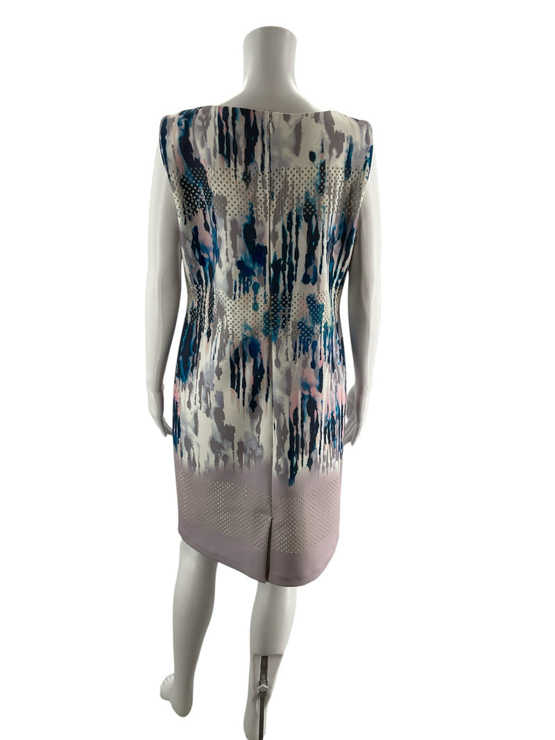 Antonio Melan White/Blue/Gray/Pink Pre-Owned Ladies Dress -i Size 12