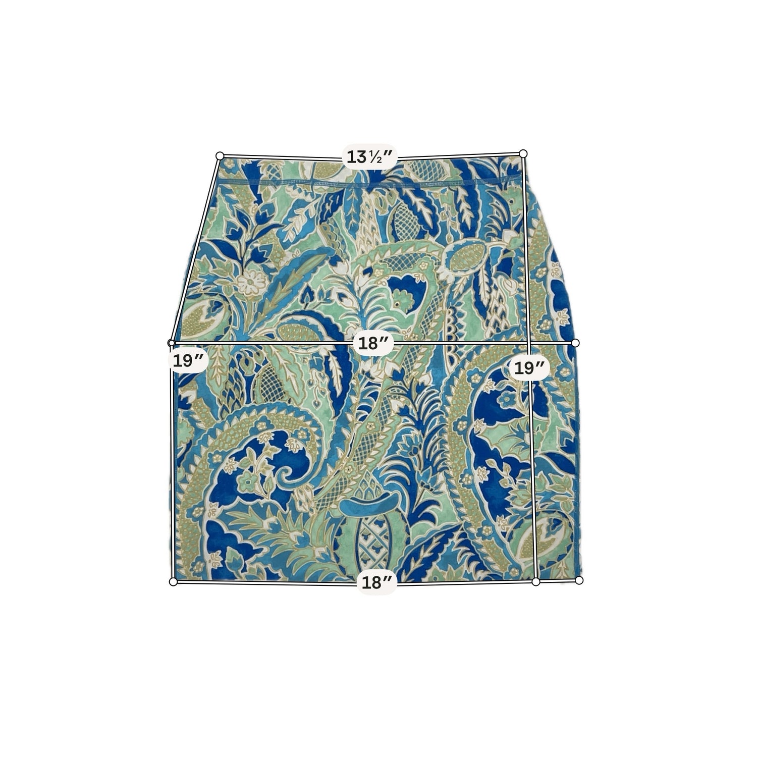 J. McLaughlin Catalina Cloth Paisley Botanical Skirt Size Small Blue Green