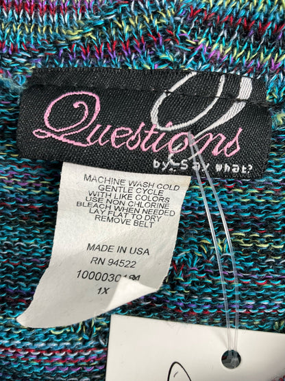 Questions Teal/Multi Heathered Pre-Owned Ladies Casual Top - Size 1X - Margaret’s Fine Consignment