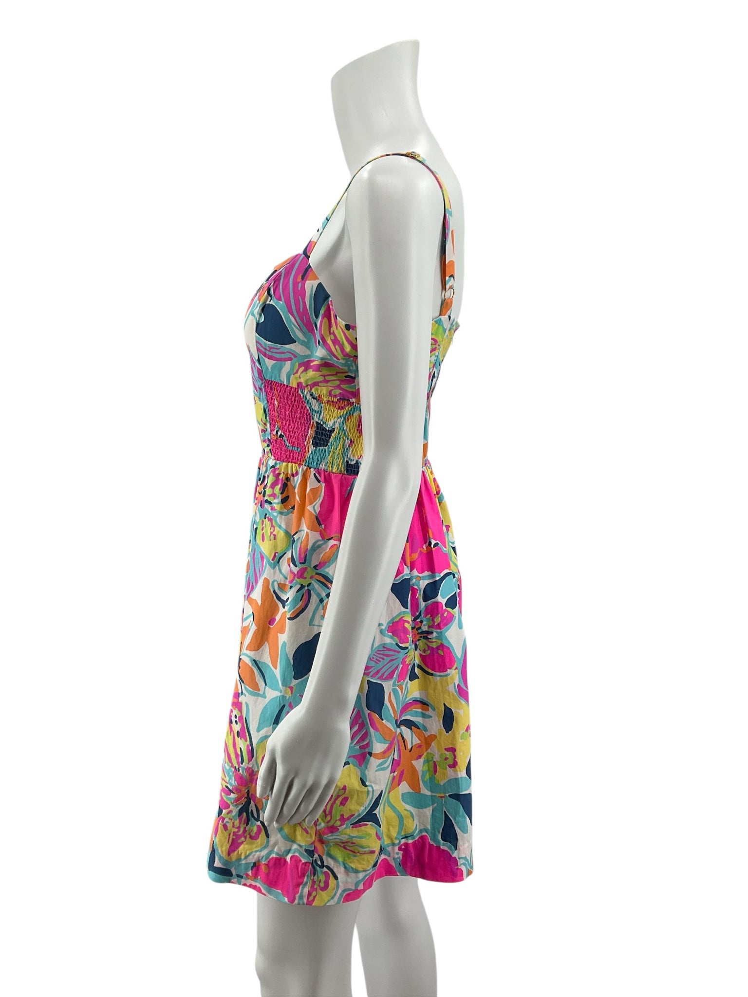 Lilly Pulitzer Delia Dress Hotty Pink First Impression Floral Mini Size 10