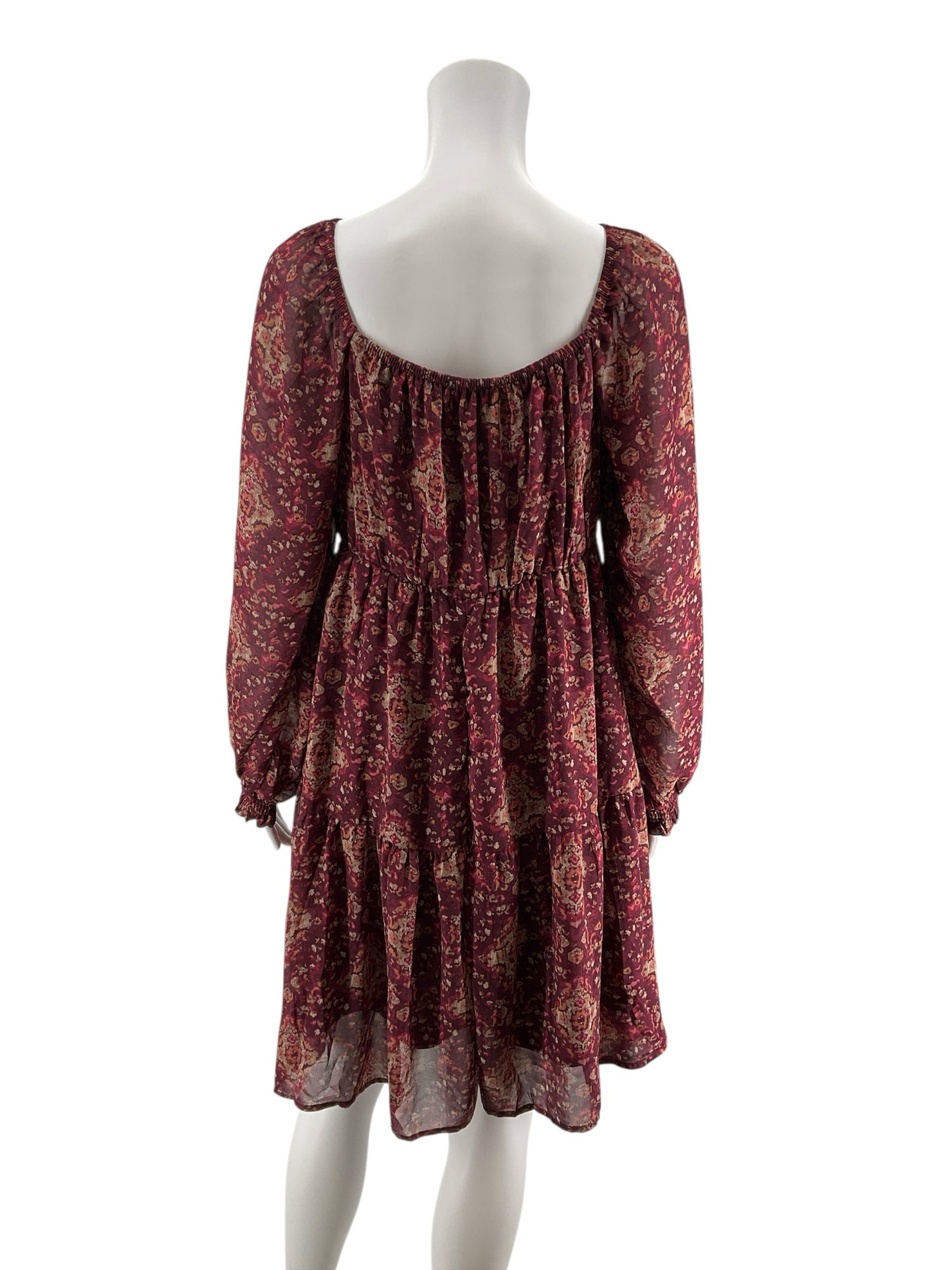 Maurices Size M maroon Floral Pre-Owned Ladies Dress