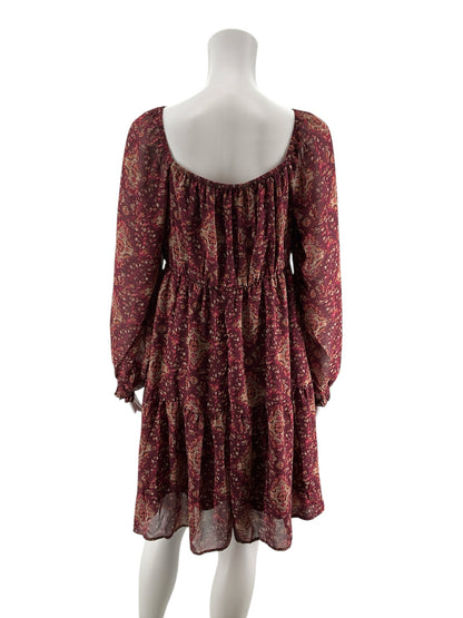Maurices Size M maroon Floral Pre-Owned Ladies Dress