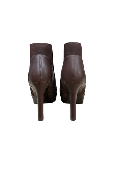Via Spiga Brown Leather Chelsea Ankle Booties Block Heel Size 8