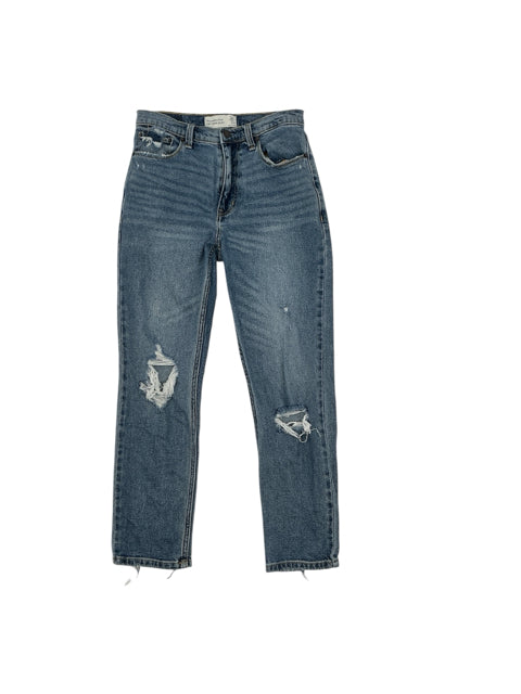 Abercrombie &amp; Fitch amp; Mom Jean High Rise Distressed Raw Hem Jeans Size 26 - ONLINE ONLY