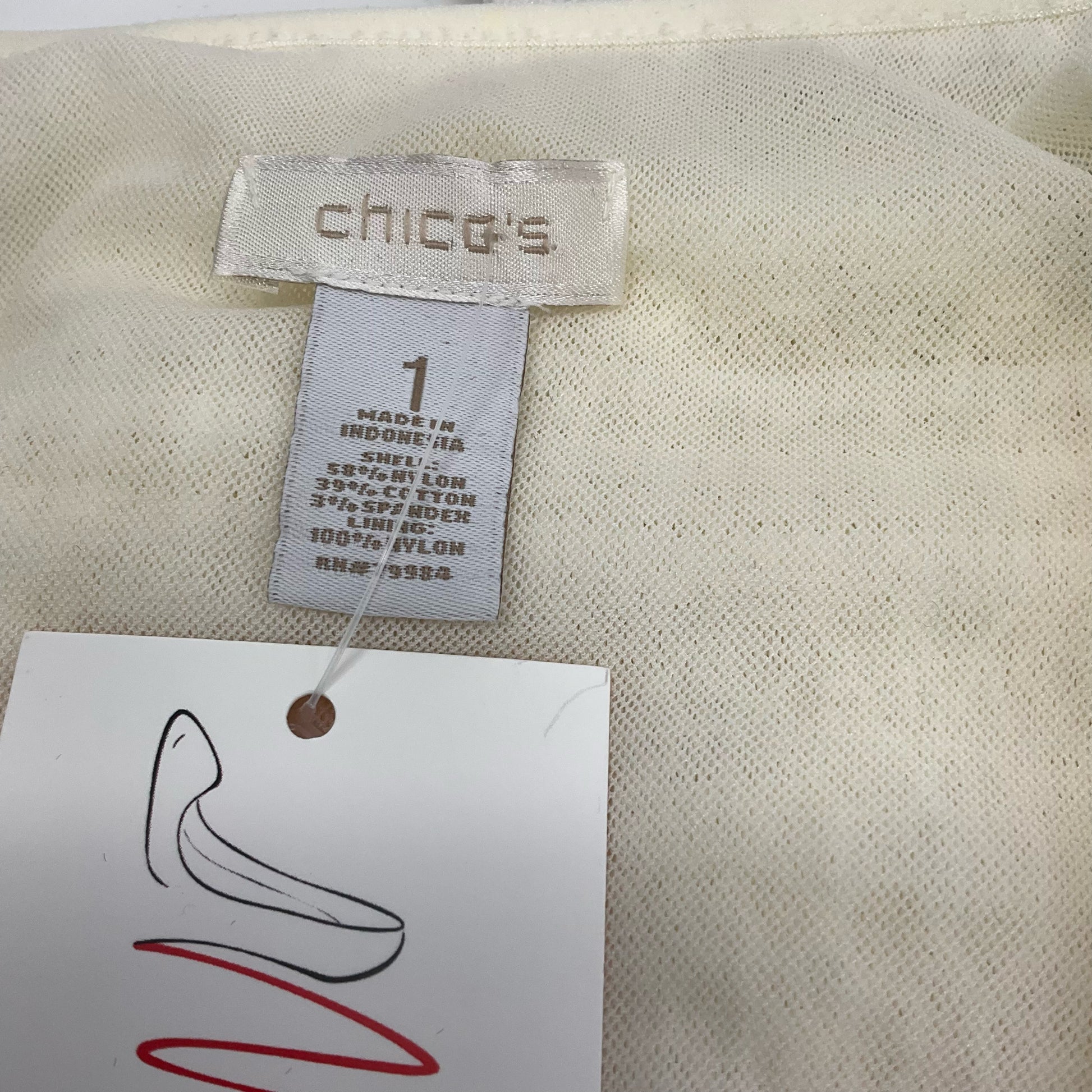 Chico's Cream Lace Top Size Medium - label