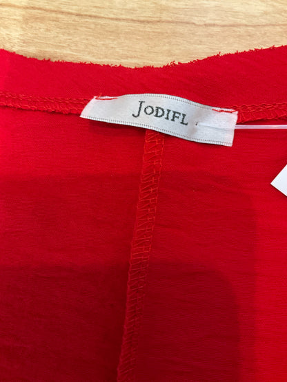 Jodifl Red V-Neck Raw Hem High-Low Tunic Top Size Small