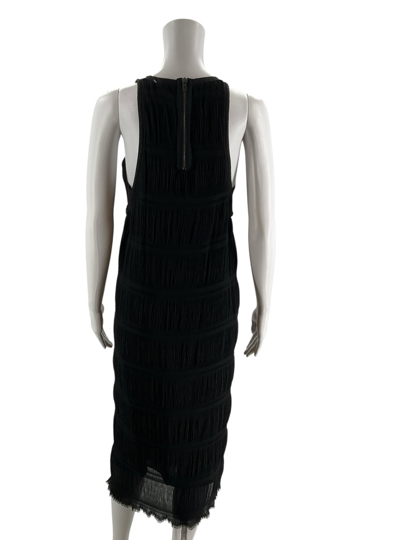 Superfine Black Textured Pre-Owned Ladies Dress - Size XS