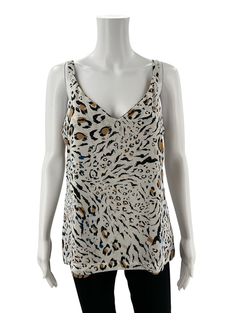 White House Black Market Tan/Black Animal Pre-Owned Top - Size Small