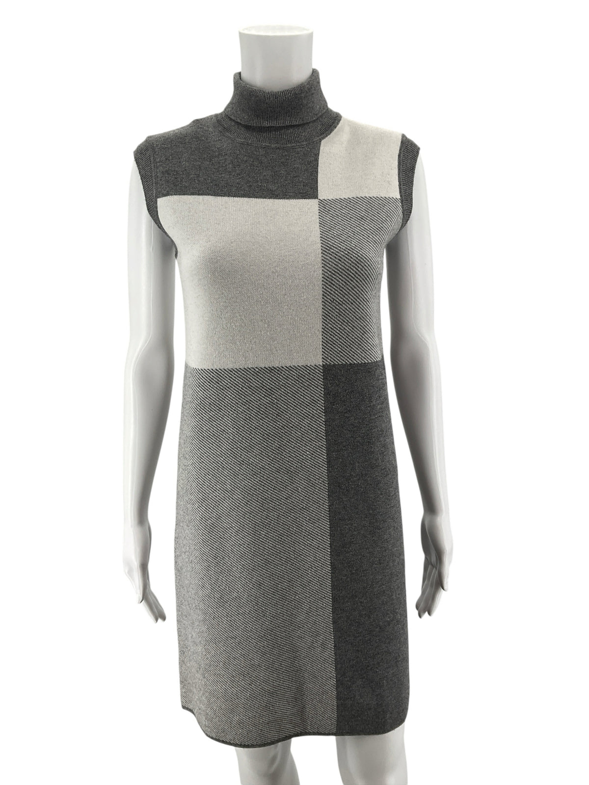 Lysse Laura Colorblock Sleeveless Turtleneck Dress Gray XS