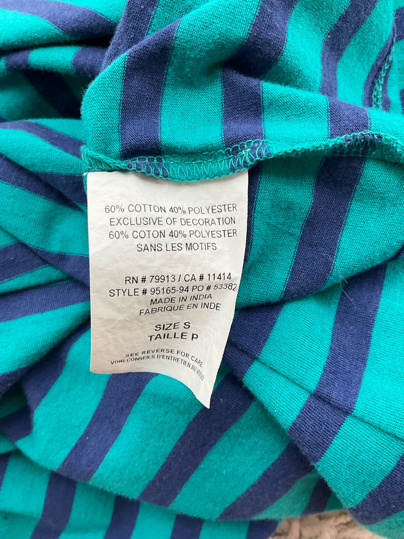 Bump in the Night Teal/Blue Striped Pre-Owned Ladies Dress - Size Small