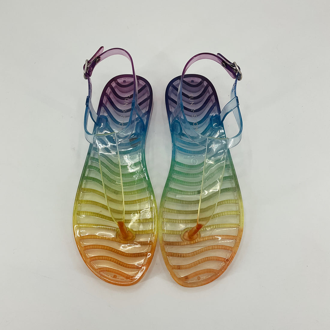 Sun &amp; Stone Rainbow Jelly Pre-Owned Ladies New With Tags Sandals - Size 7