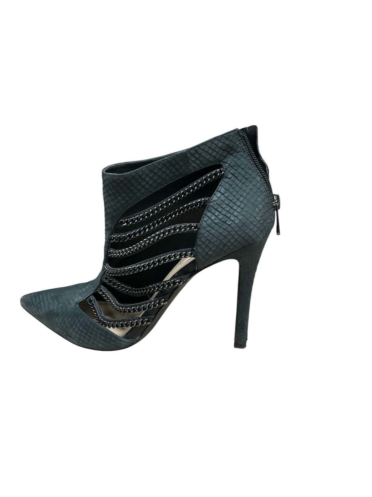 Jessica Simpson Vallery Snake Embossed Chain Stiletto Bootie Black Size 8.5