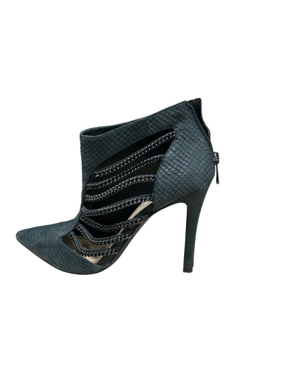 Jessica Simpson Vallery Snake Embossed Chain Stiletto Bootie Black Size 8.5