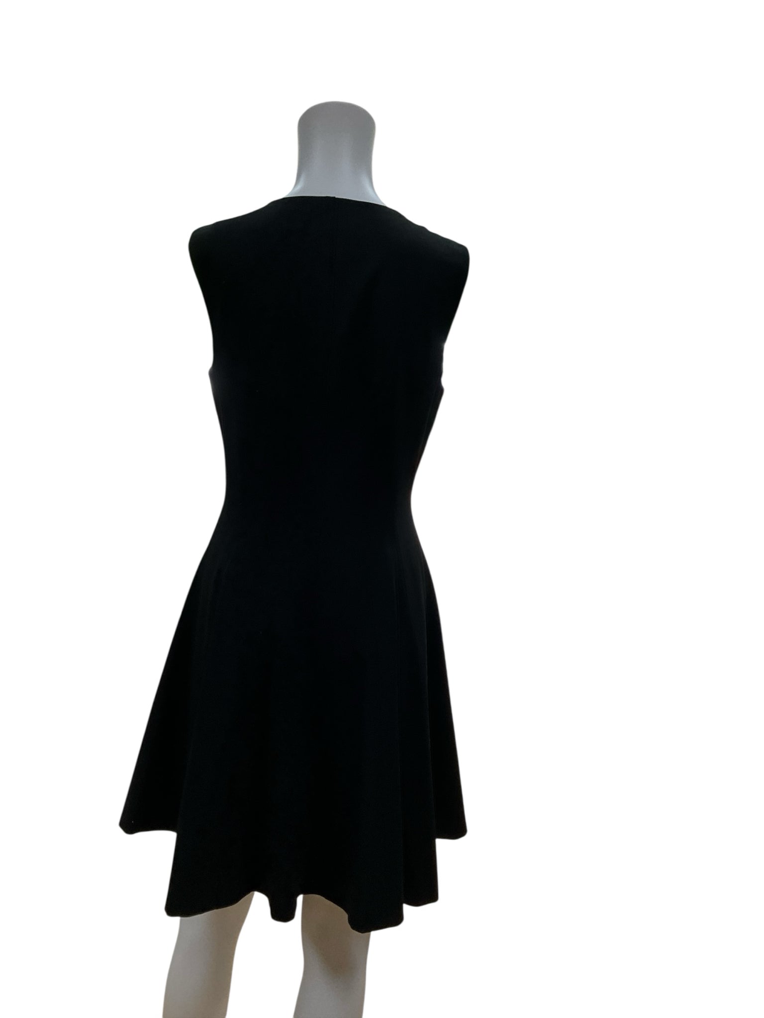 Theory Black Fit and Flare Black Virgin Wool Front Zip Fit &amp; Flare Dress Size 6 - Size 6
