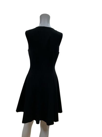 Theory Black Fit and Flare Black Virgin Wool Front Zip Fit &amp; Flare Dress Size 6 - Size 6