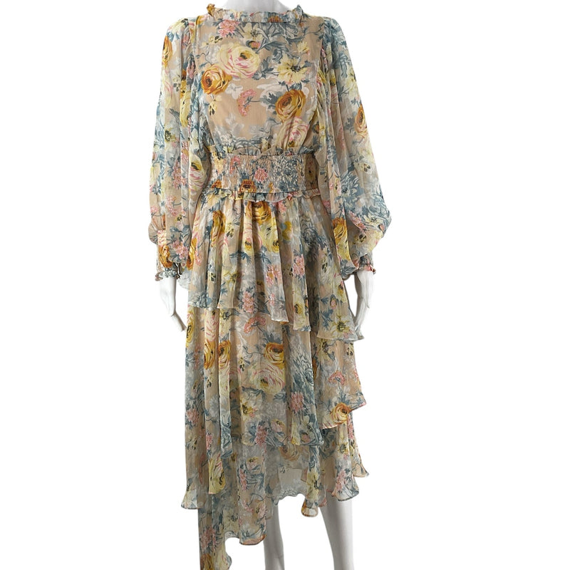 Elliatt Yellow/Blue Floral Pre-Owned Ladies Dress - Size Small - Margaret’s Fine Consignment