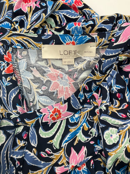 Loft Navy/Red/Tan Floral Pre-Owned Ladies Casual Top - Medium Petite