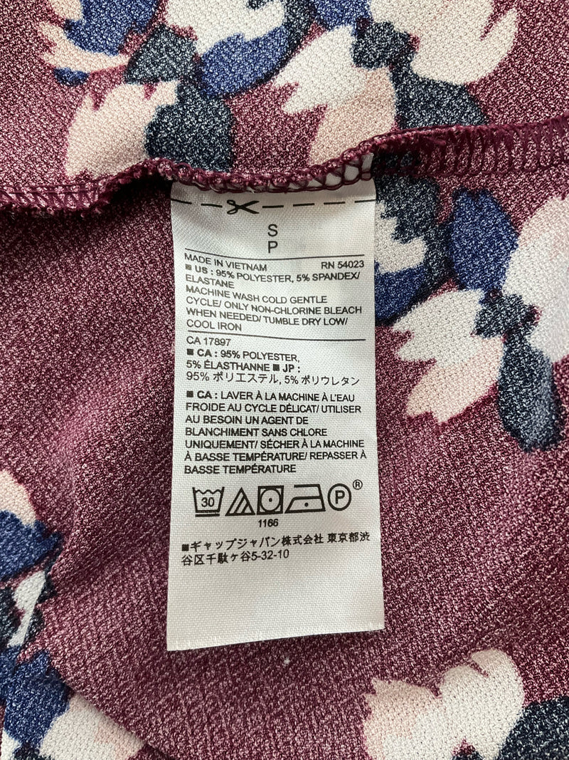Banana Republic Maroon/Pink Floral Pre-Owned Ladies Top - Size Small