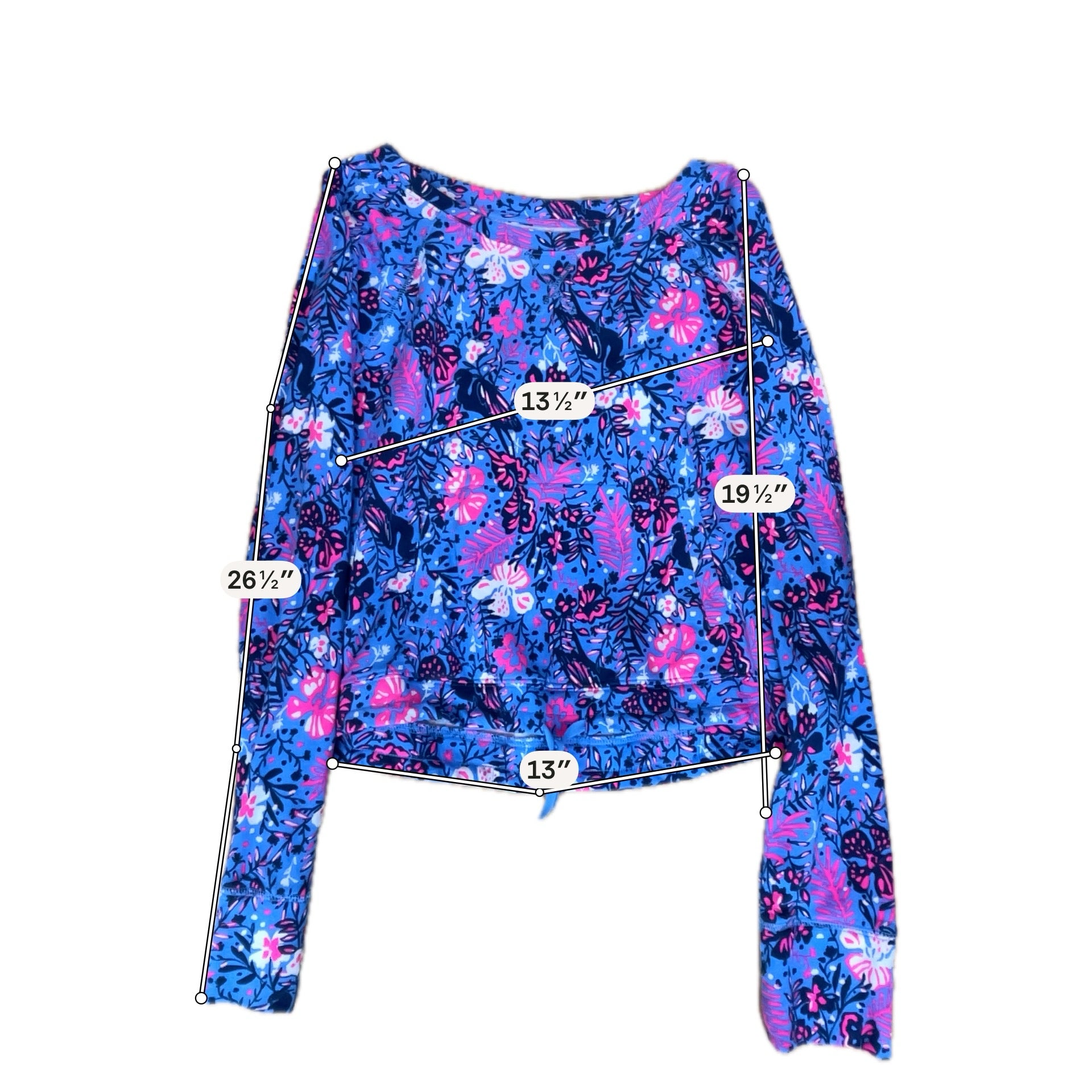 Lilly Pulitzer Luxletic Coralie Top Blue Peri Lapis Lazuli Floral Size Large