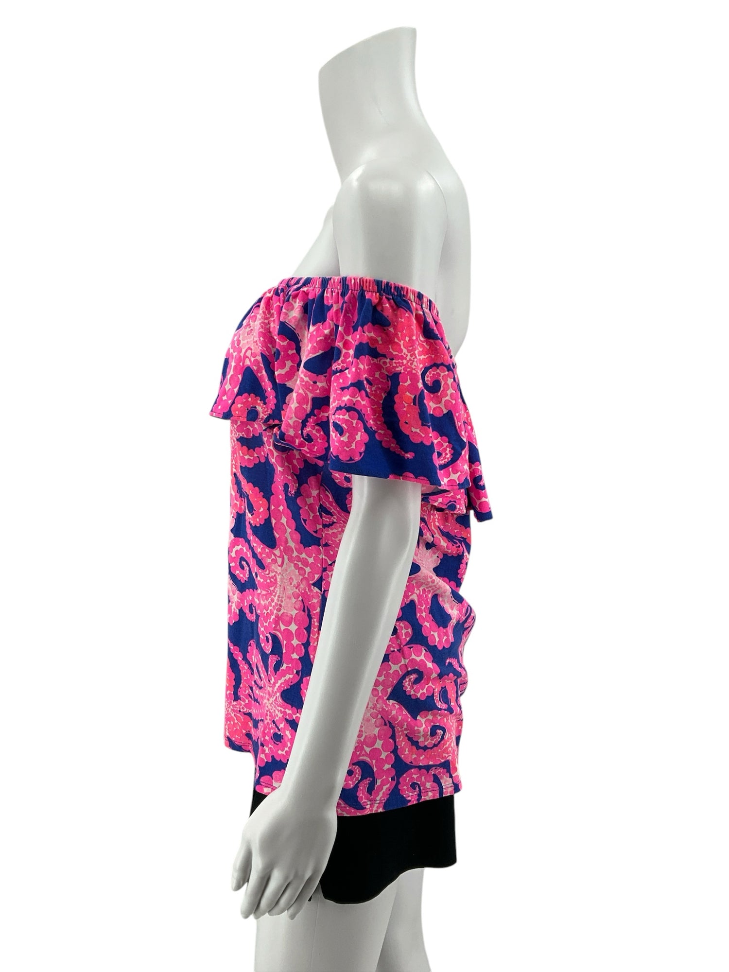 Lilly Pulitzer Sloane Off The Shoulder Top Upstairs Downstairs Print Size Large